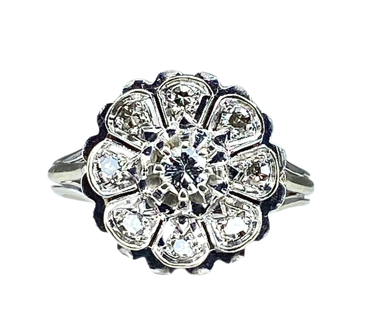 Bague en or blanc et diamants