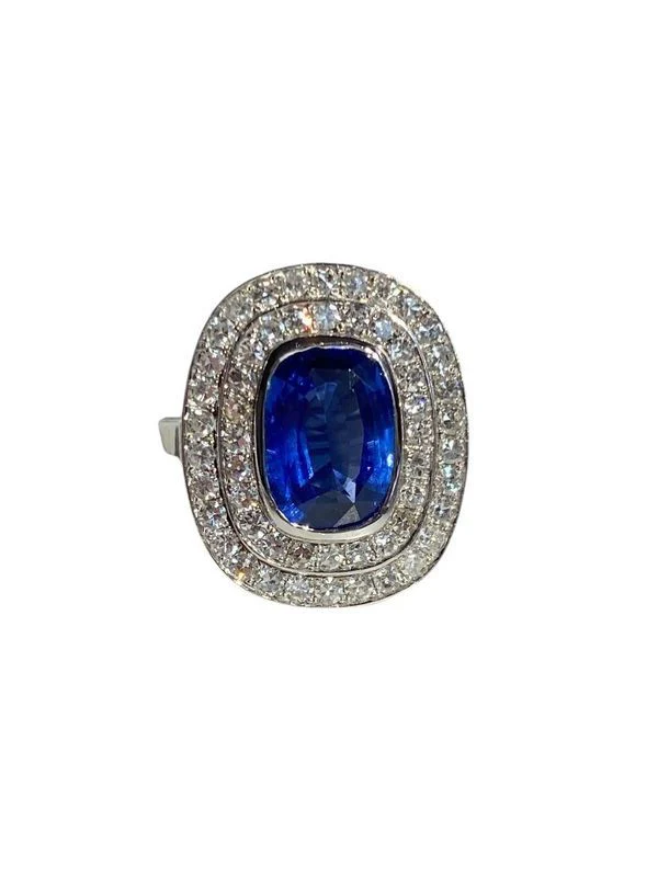 Bague en or blanc 18k saphir et diamants