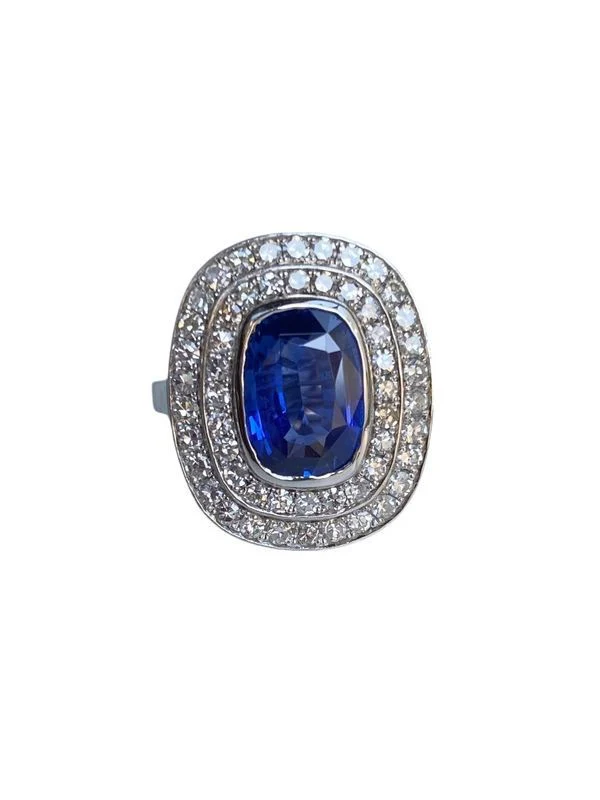 Bague en or blanc 18k saphir et diamants - Image 3