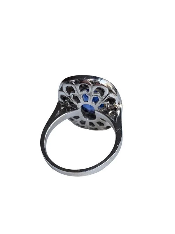 Bague en or blanc 18k saphir et diamants - Image 4