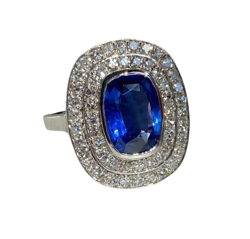 Bague en or blanc 18k saphir et diamants - Image 6