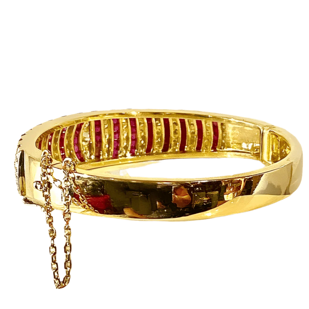 Bracelet Jonc en or jaune, rubis et diamants - Image 4