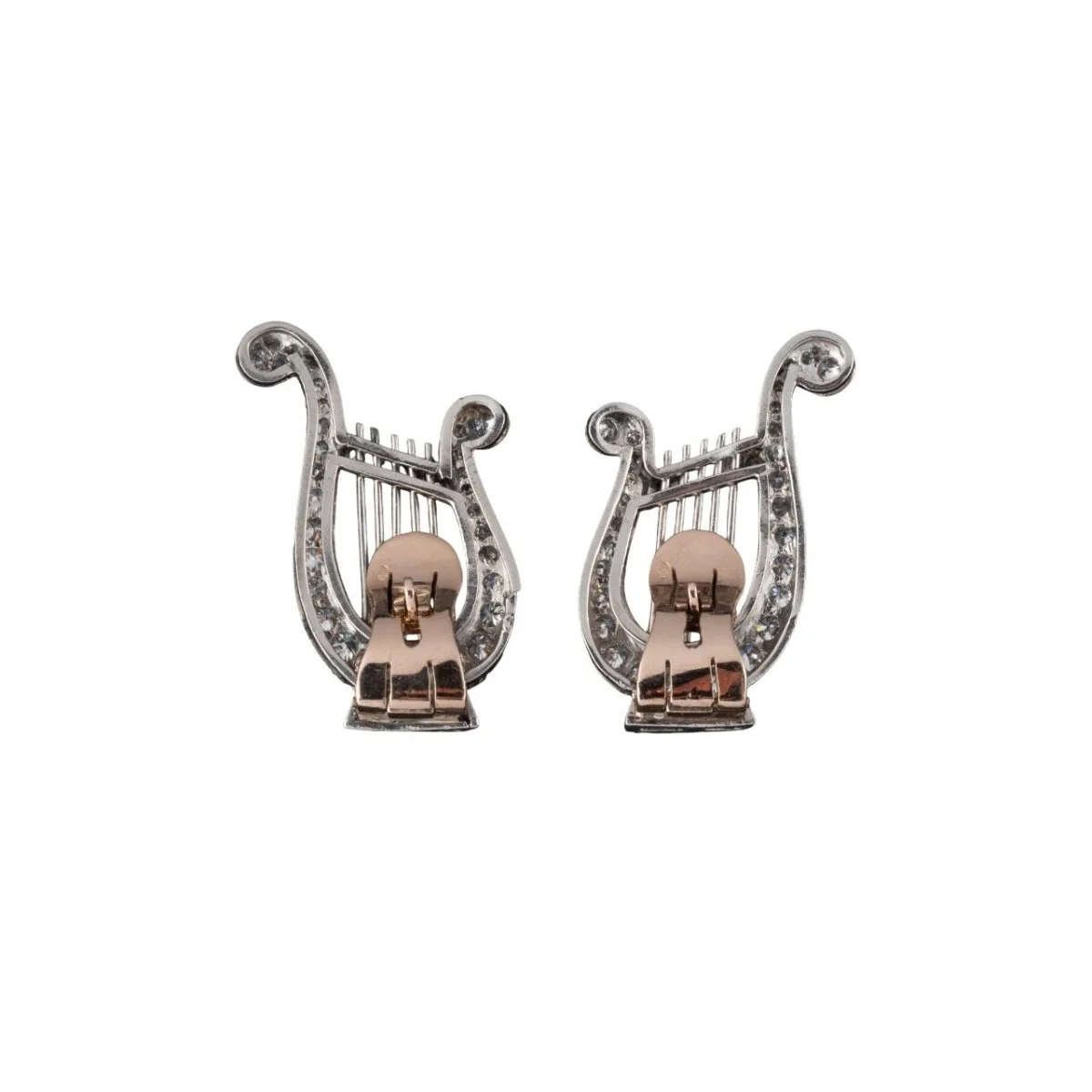 Paire de clips d'oreilles LYRES en diamants - Image 2