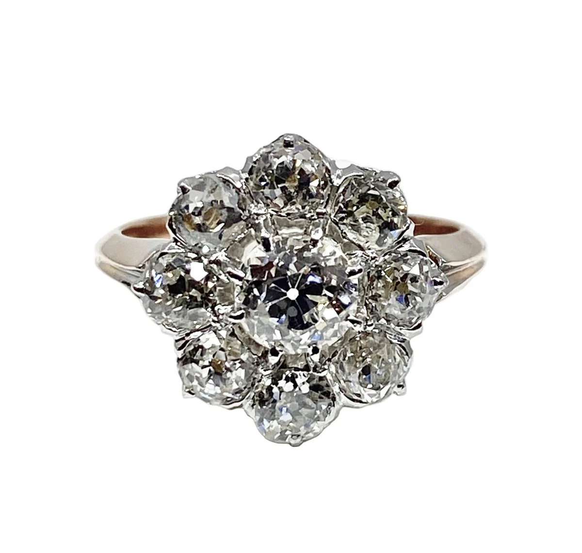 Bague marguerite en or 18 carats et diamants
