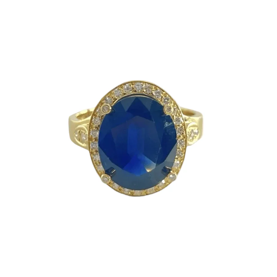 Bague Entourage en or jaune, saphir et diamants