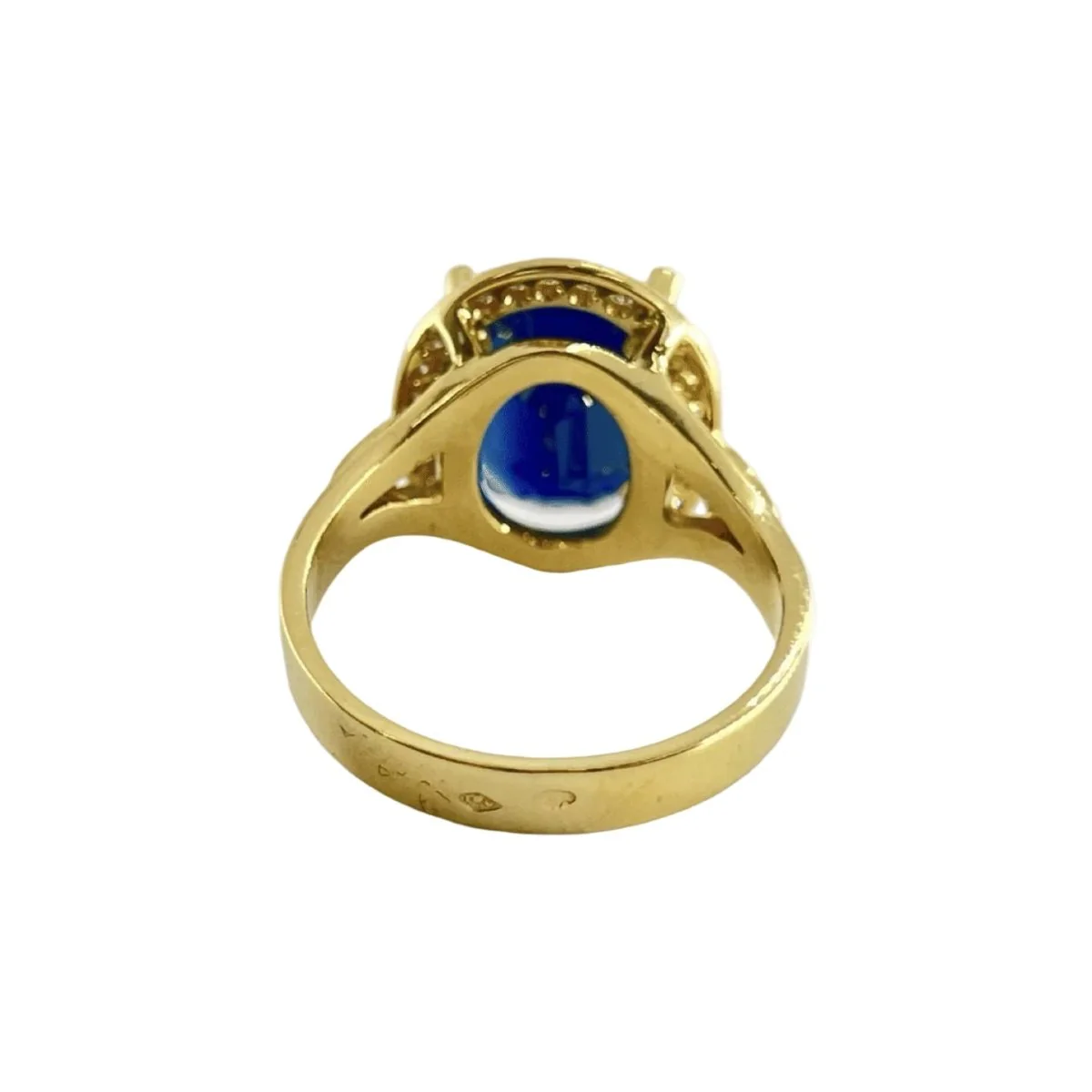 Bague Entourage en or jaune, saphir et diamants - Image 4