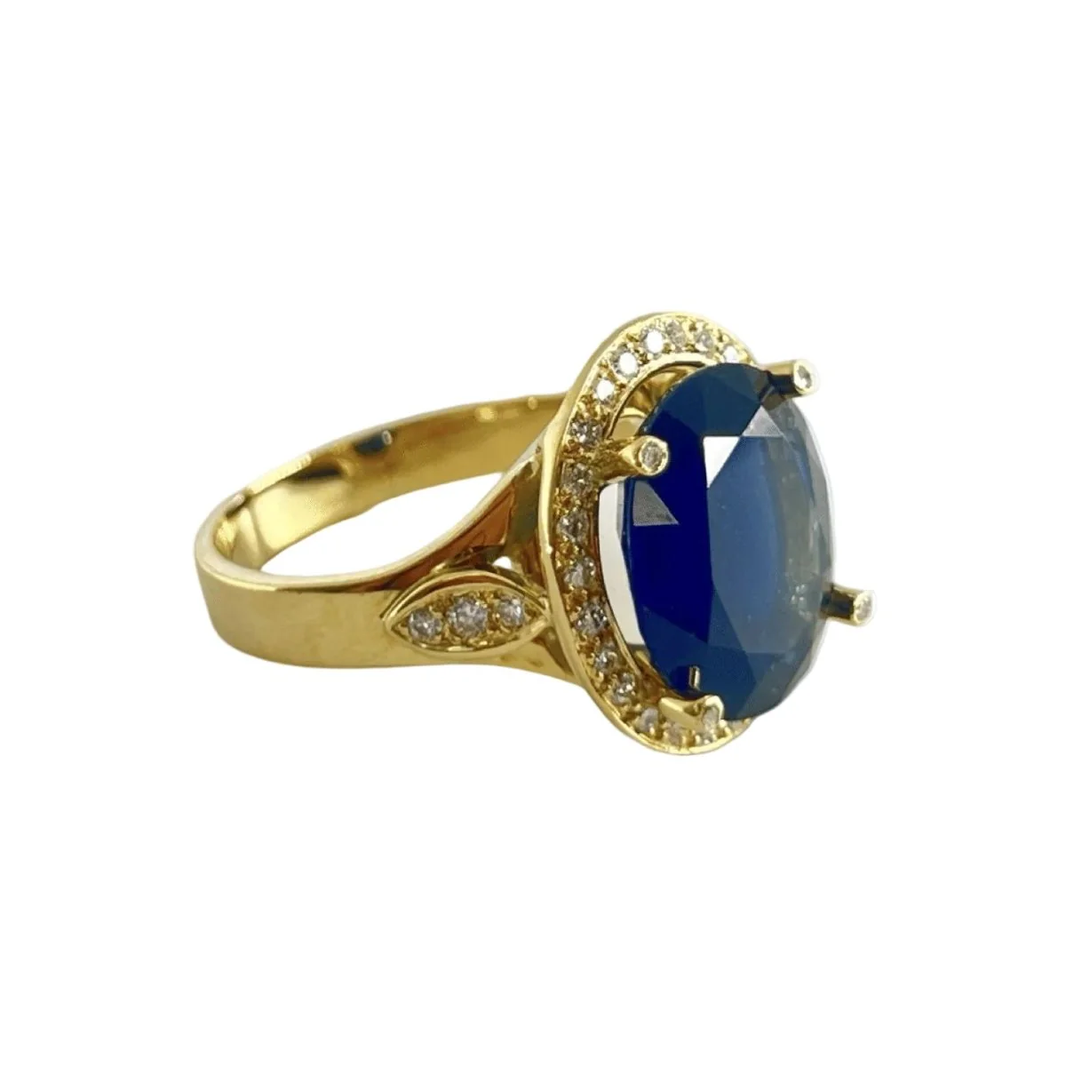 Bague Entourage en or jaune, saphir et diamants - Image 5