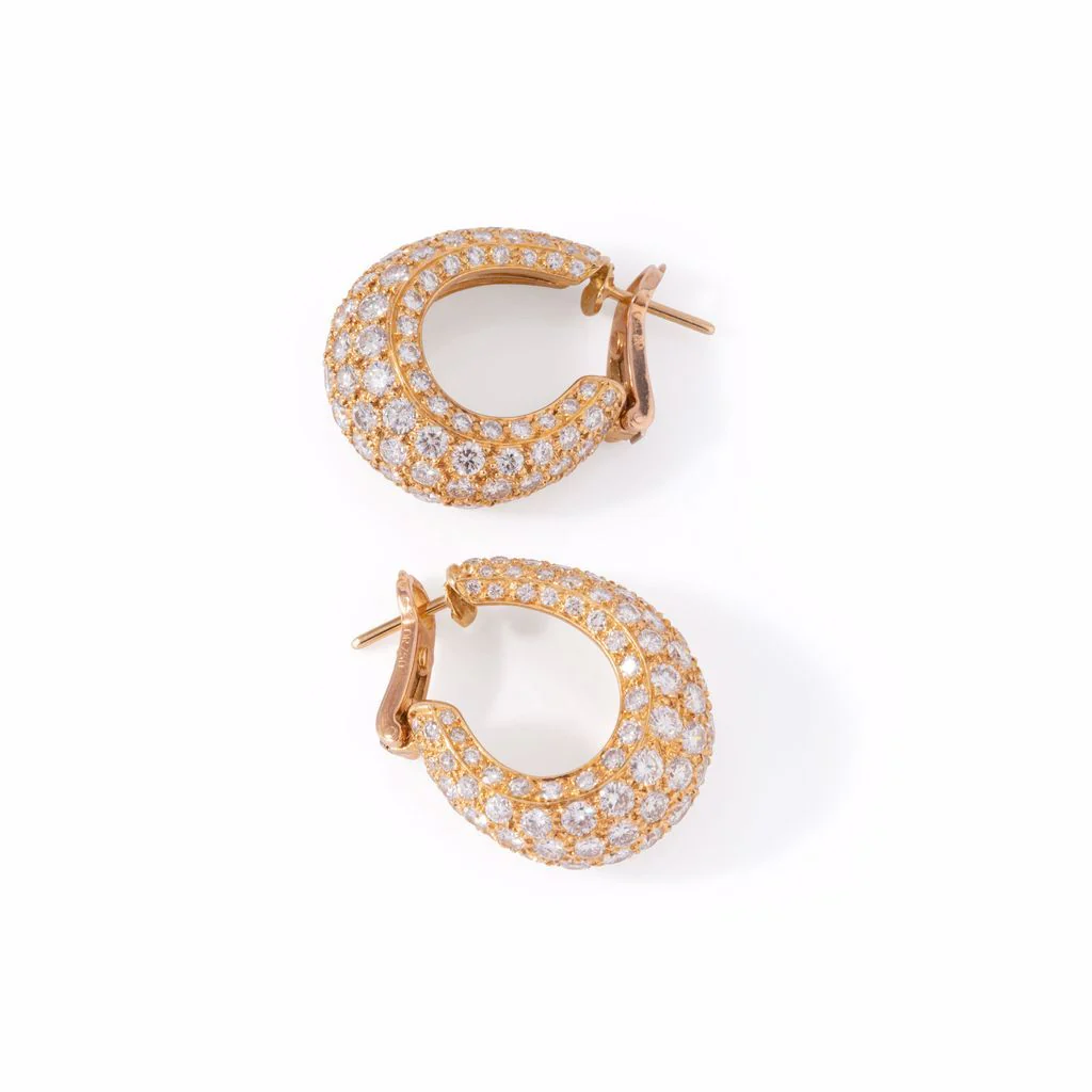 Boucle d'oreilles créoles en or jaune et diamants - Image 4