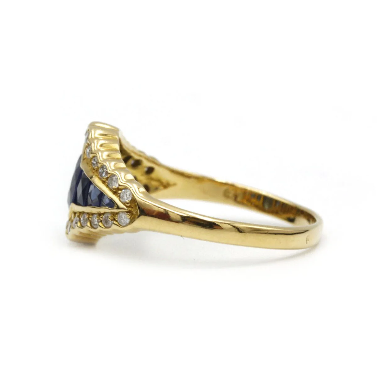 Bague en or jaune, saphirs et diamants - Image 3