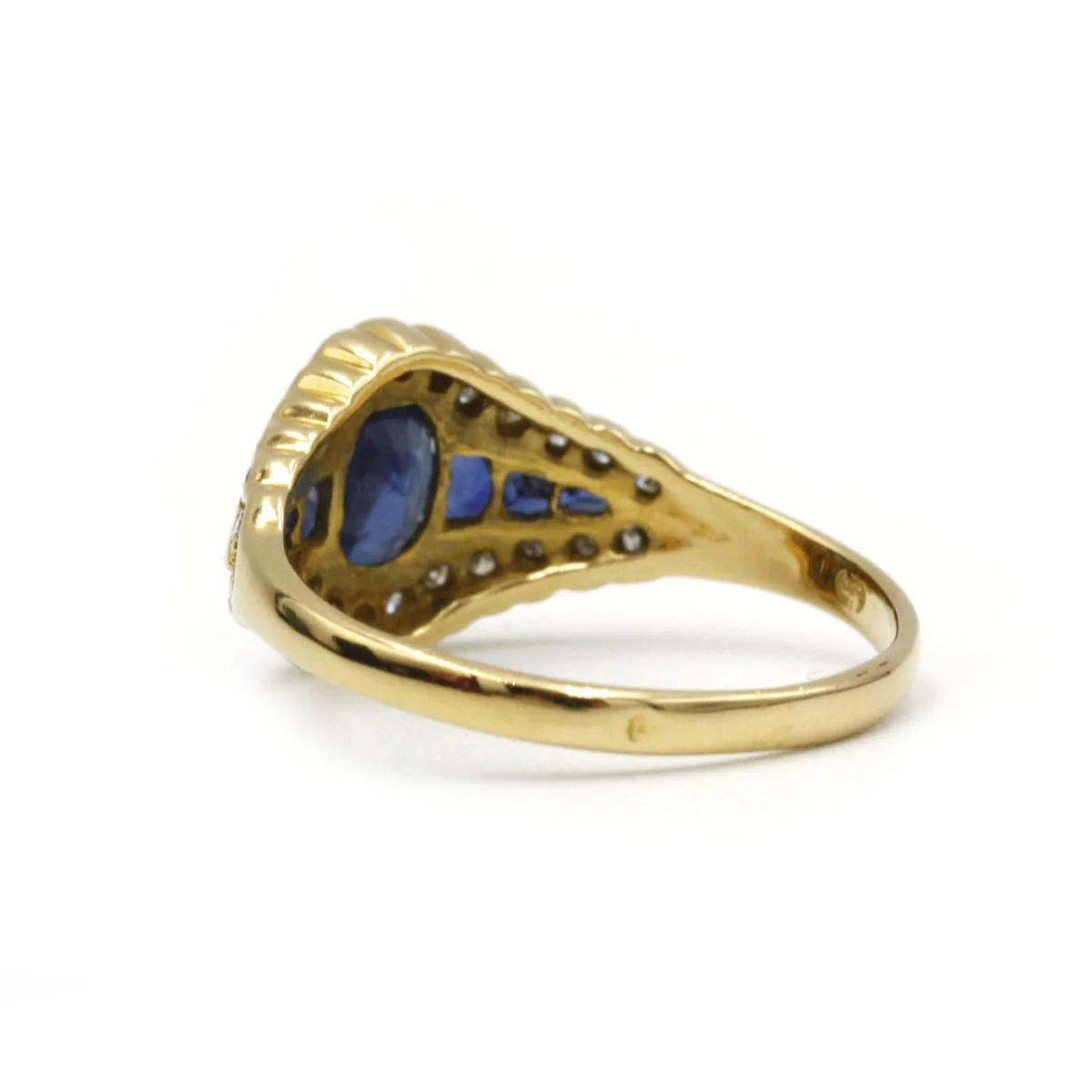 Bague en or jaune, saphirs et diamants - Image 4