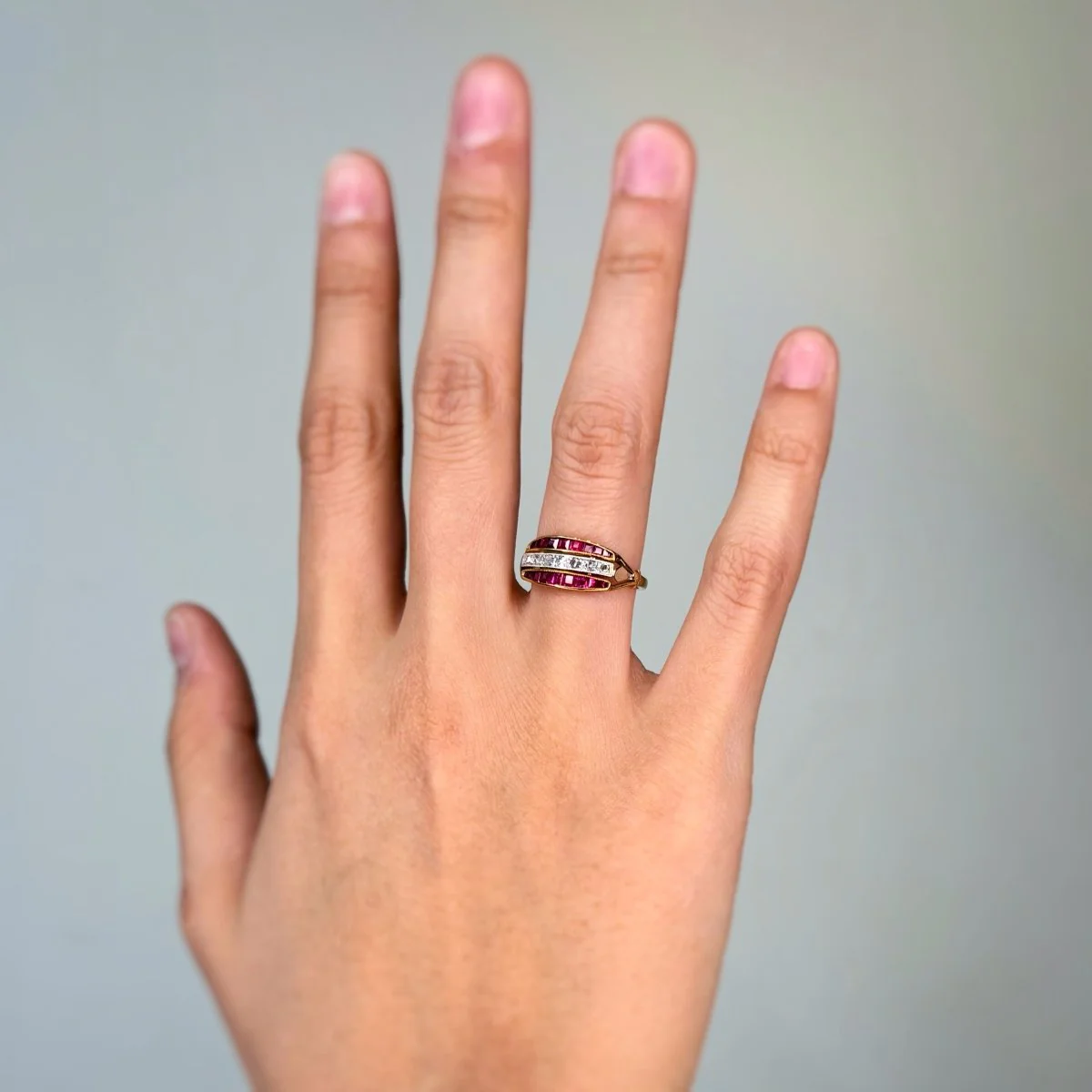 Bague - Or, Diamants & Rubis - Image 4