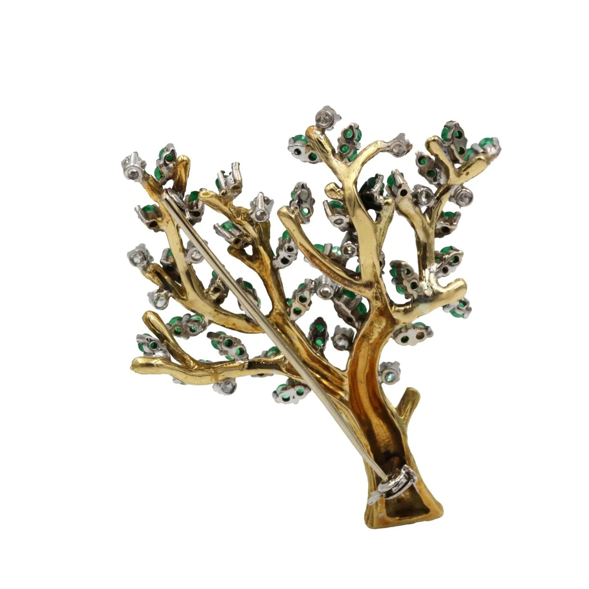 Broche Arbre - Or jaune, Diamants & Emeraudes - Image 2