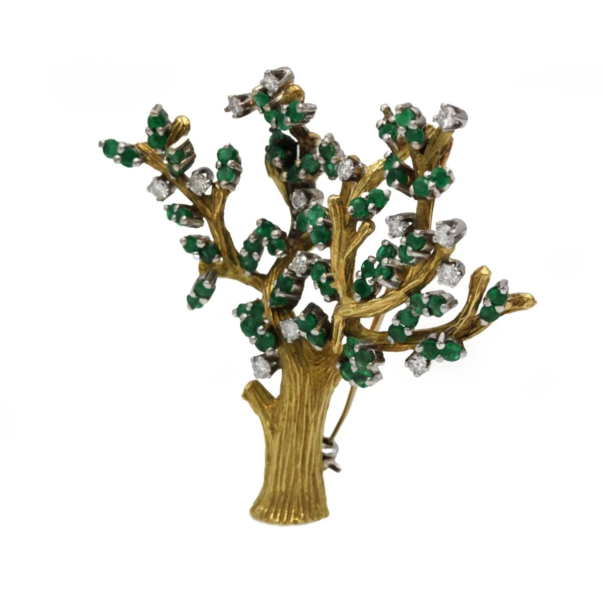 Broche Arbre - Or jaune, Diamants & Emeraudes - Image 3
