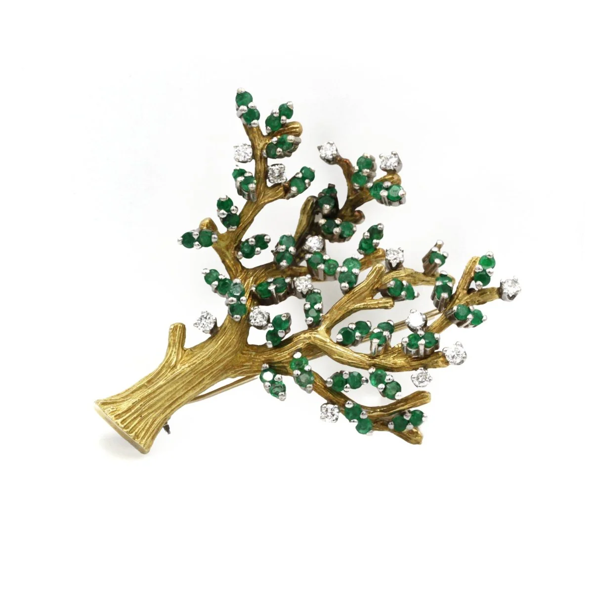 Broche Arbre - Or jaune, Diamants & Emeraudes - Image 4
