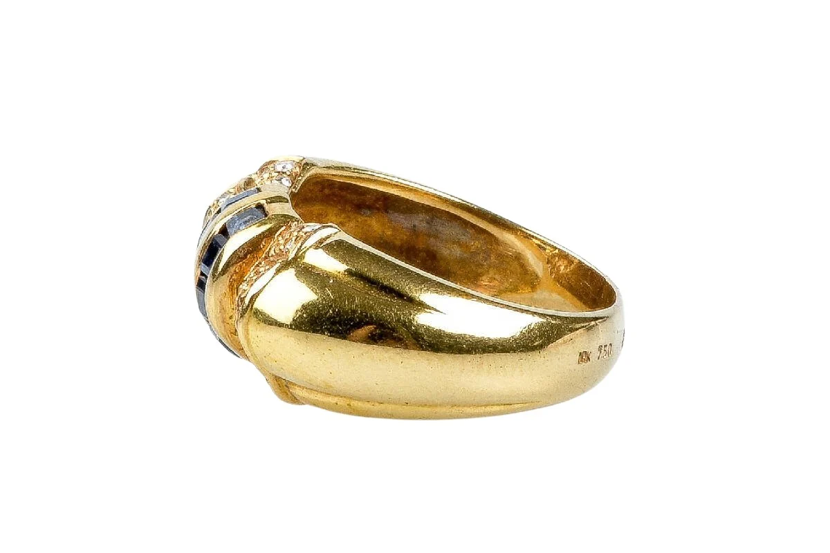 Bague saphir diamant en or jaune 18 carats - Image 6