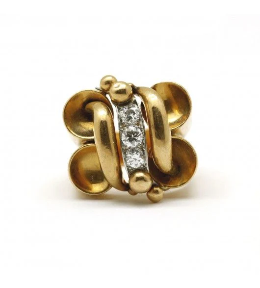 Bague Année 40 - Or et diamants