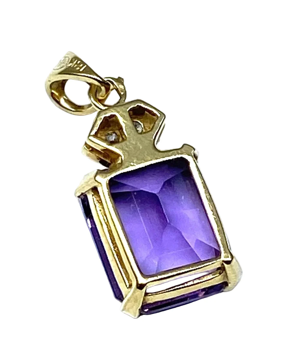 Pendentif en or jaune, améthyste et diamants - Image 3