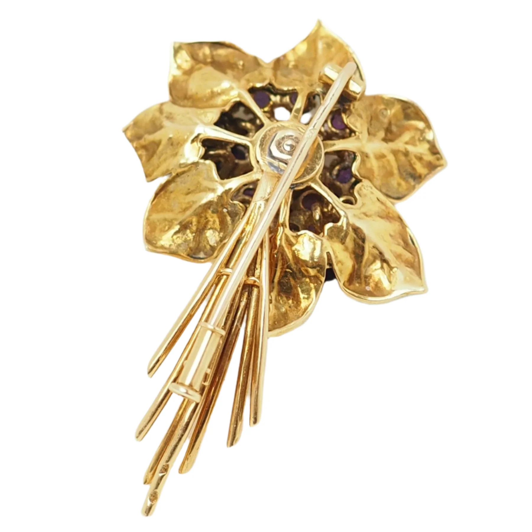 Broche En Or Jaune, Améthystes Et Email - Image 3