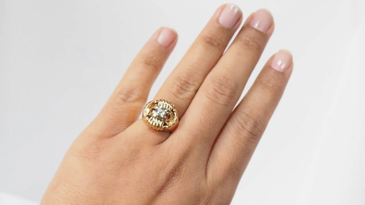 Bague Tank en or rose et diamant - Image 2