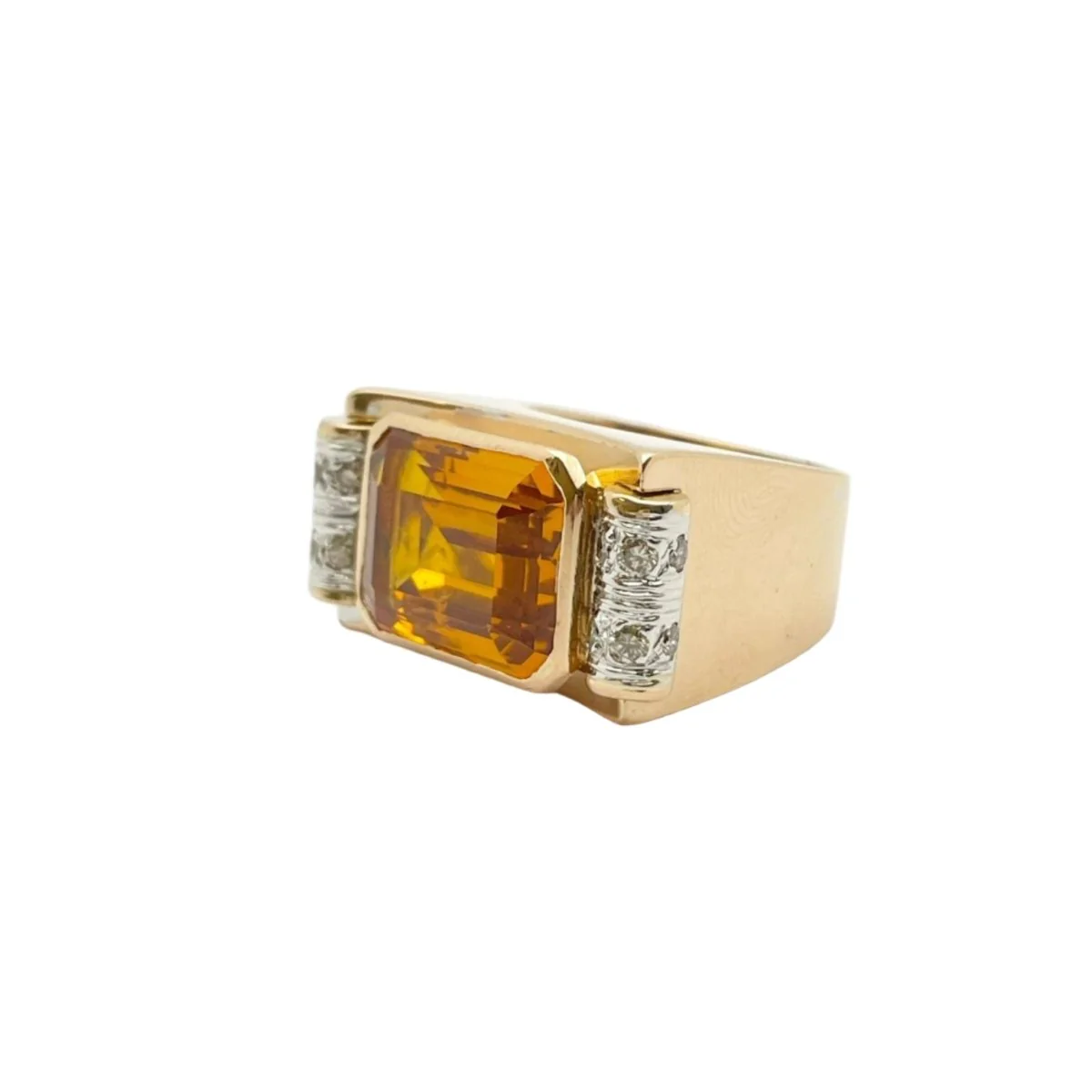 Bague Tank en or jaune, quartz et diamants - Image 2