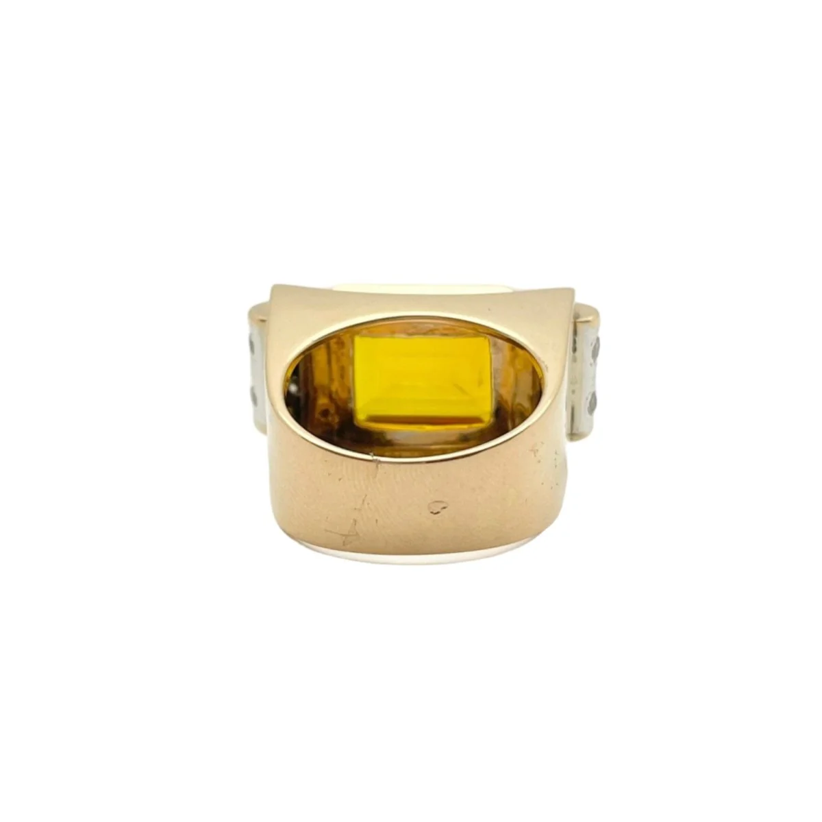 Bague Tank en or jaune, quartz et diamants - Image 3