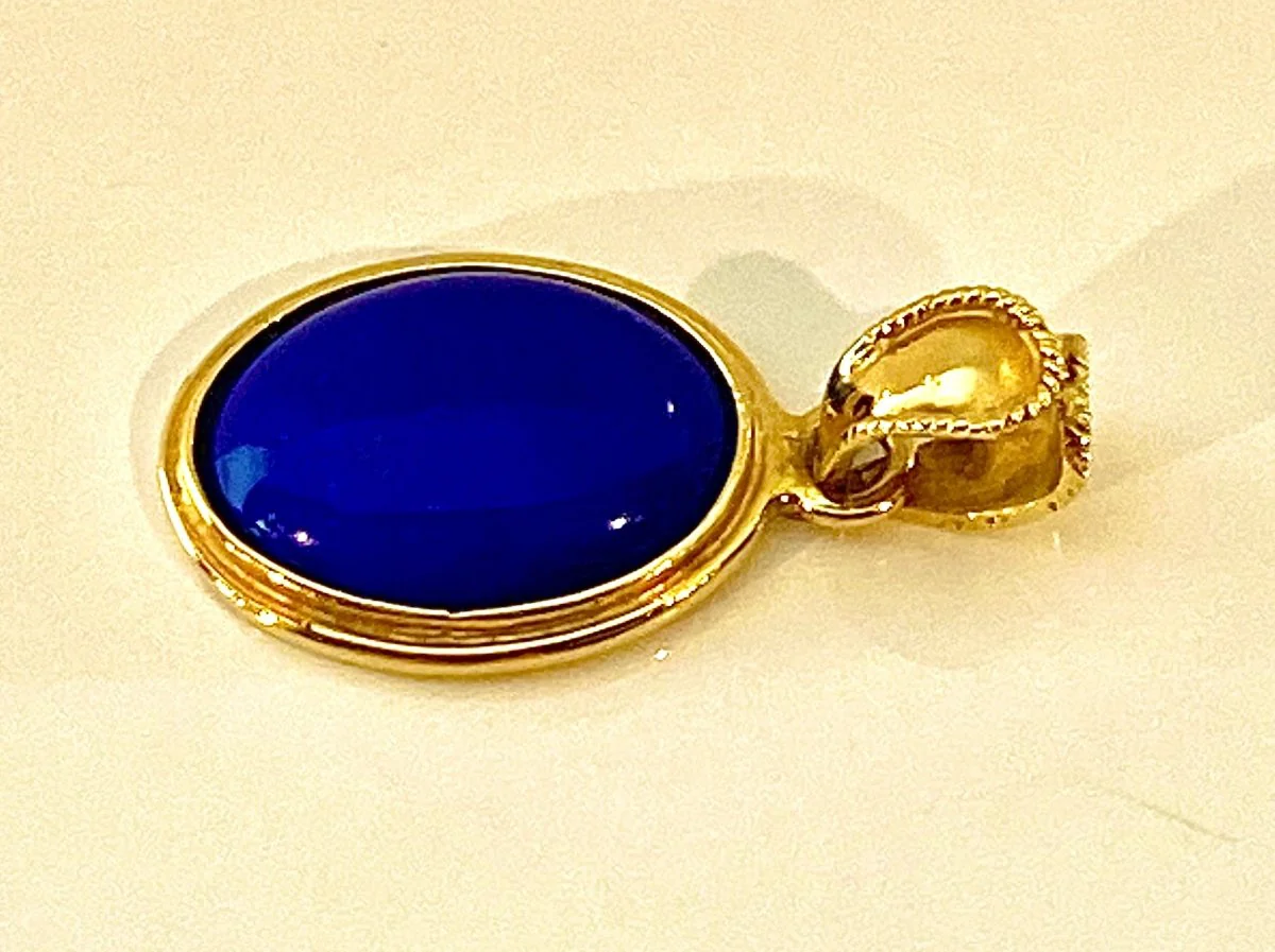 Pendentif en or jaune 18 carats et cabochon en lapis lazuli - Image 3