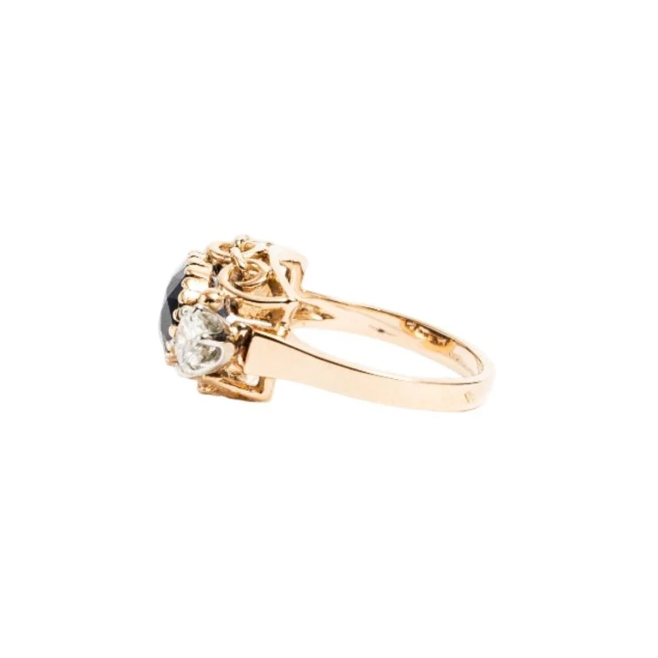Bague Trilogie en or rose, saphir et diamants - Image 4