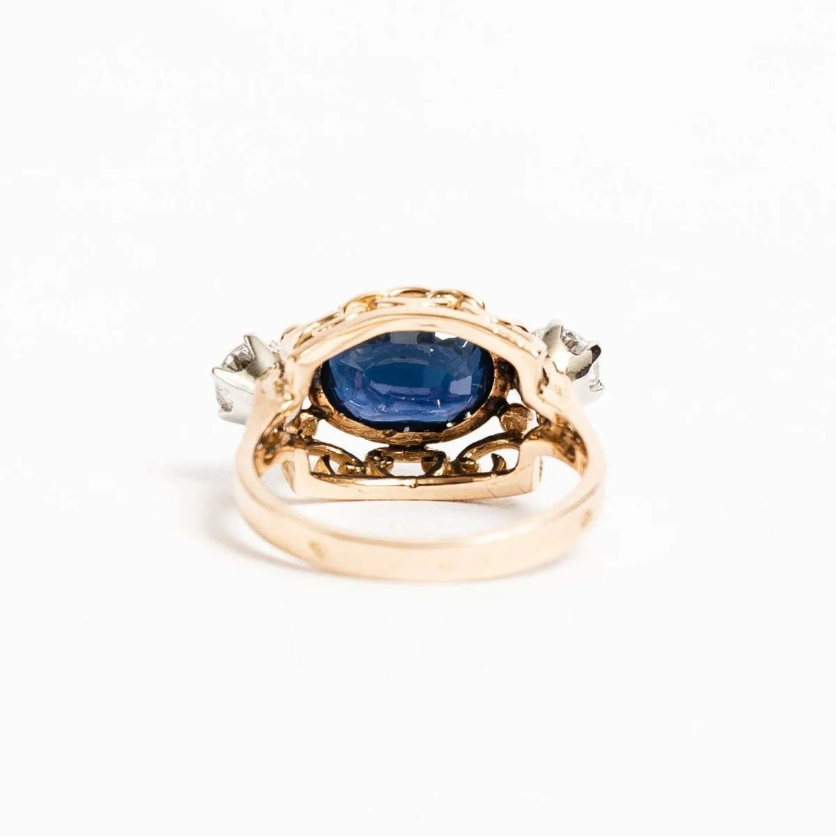 Bague Trilogie en or rose, saphir et diamants - Image 5