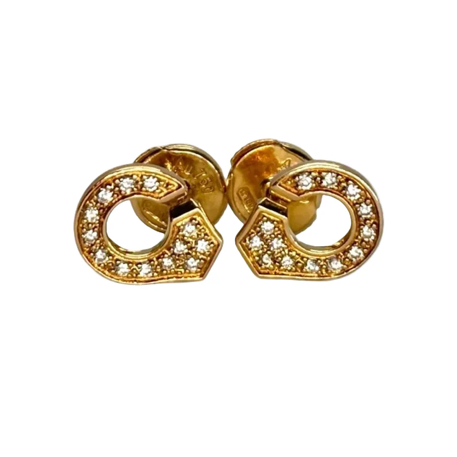 Boucles d'oreilles Puces DINH VAN "Menottes" en or jaune et diamants