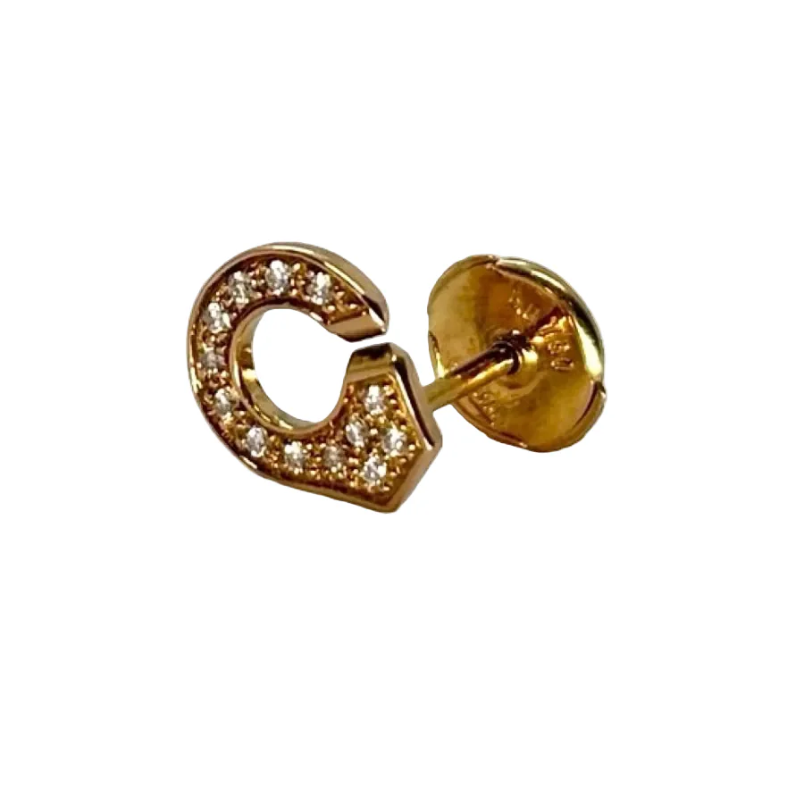 Boucles d'oreilles Puces DINH VAN "Menottes" en or jaune et diamants - Image 2