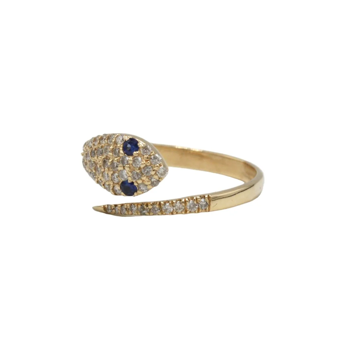 Bague Pavée en or jaune, saphir et diamants - Image 2