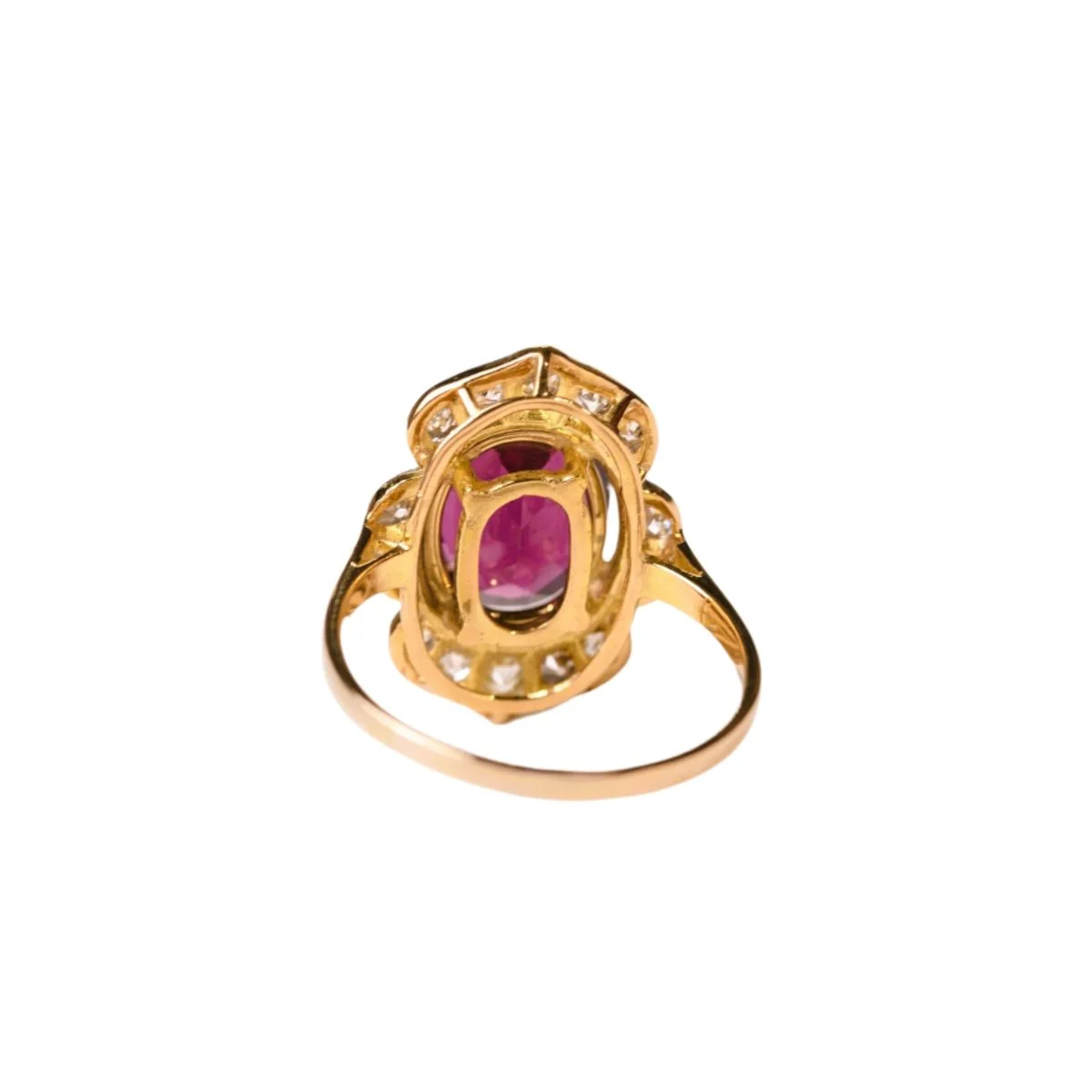 Bague marguerite en or jaune, rhodolite et diamants - Image 3