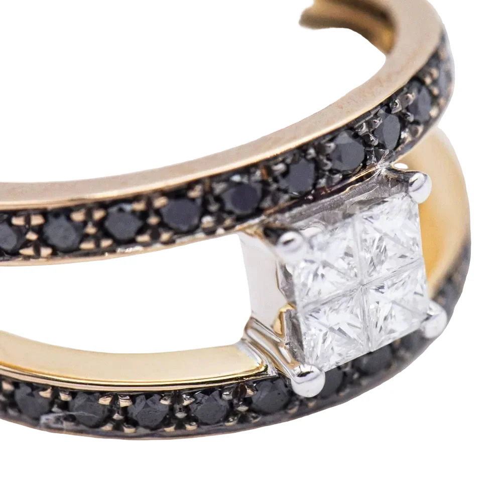 Bague Solitaire en or blanc, or rose et diamants - Image 3