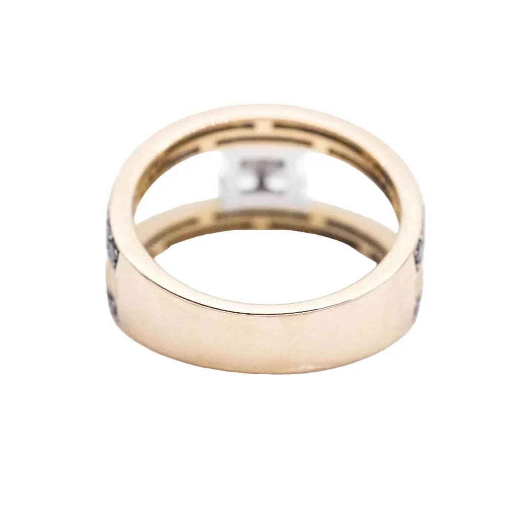 Bague Solitaire en or blanc, or rose et diamants - Image 4