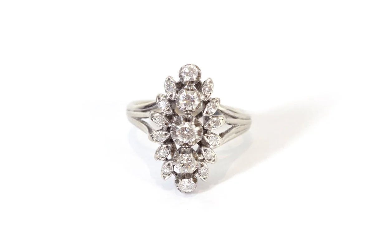 Bague marquise diamants en or