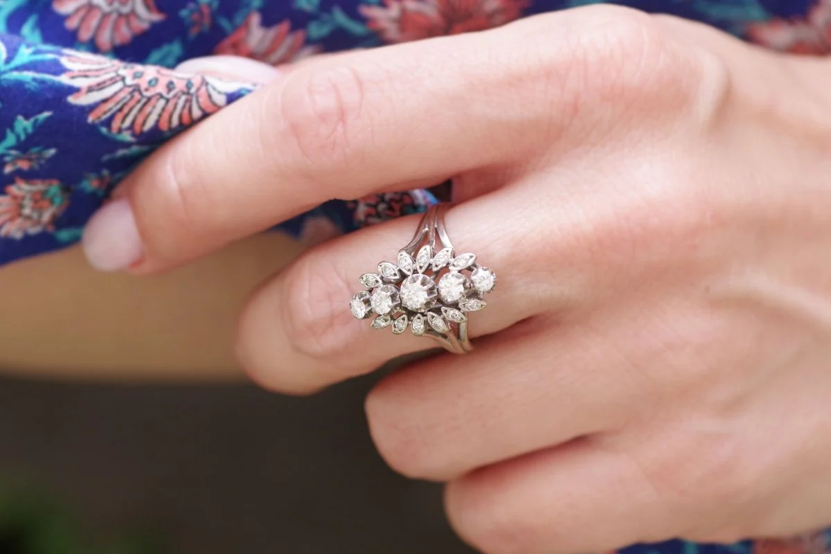 Bague marquise diamants en or - Image 2