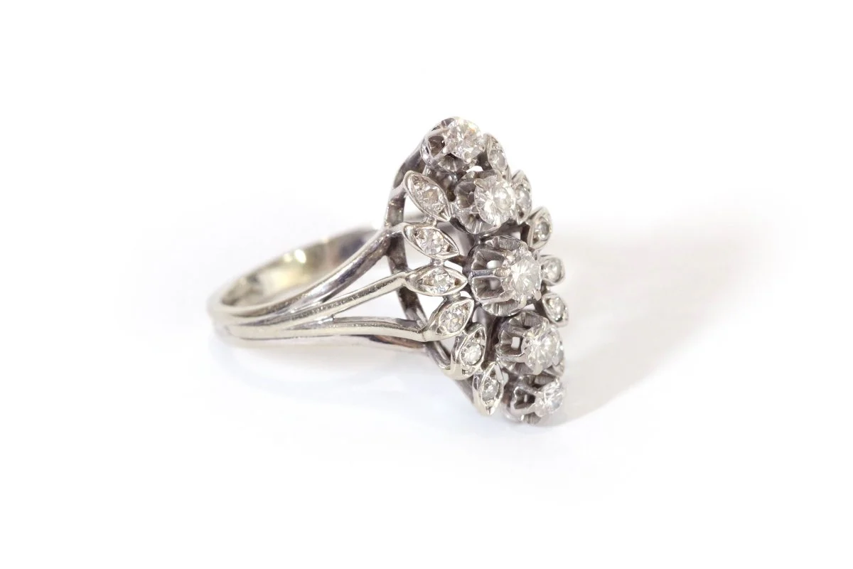 Bague marquise diamants en or - Image 4