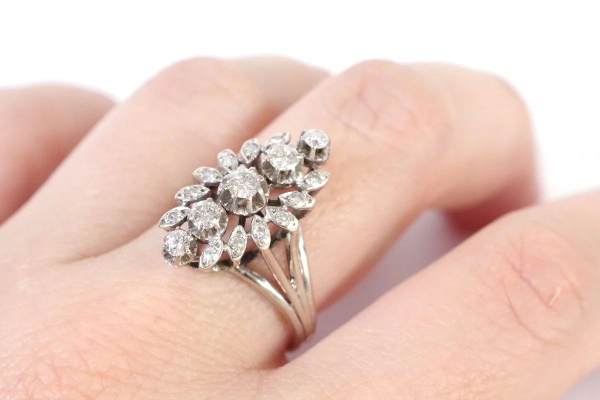 Bague marquise diamants en or - Image 6