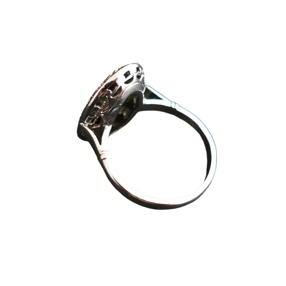 Bague Art Déco platine, saphirs et diamants - Image 4