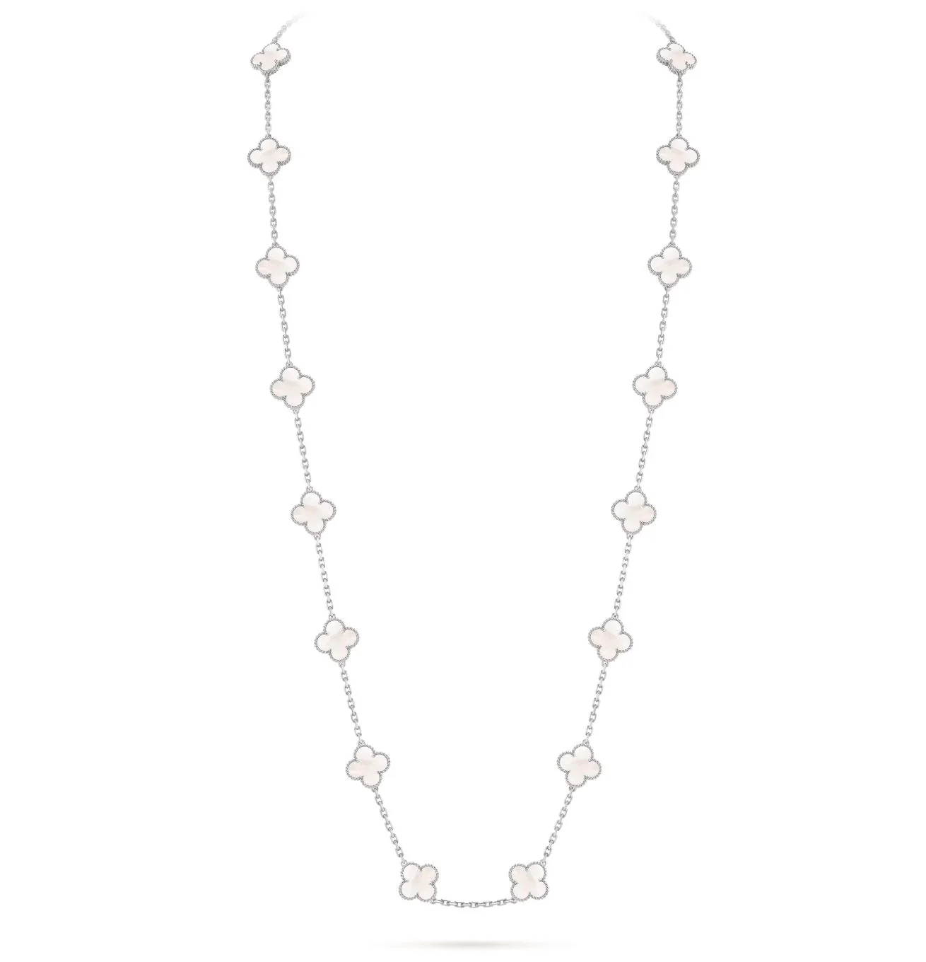 Sautoir Van Cleef et Arpels Alhambra or blanc 750 et nacre