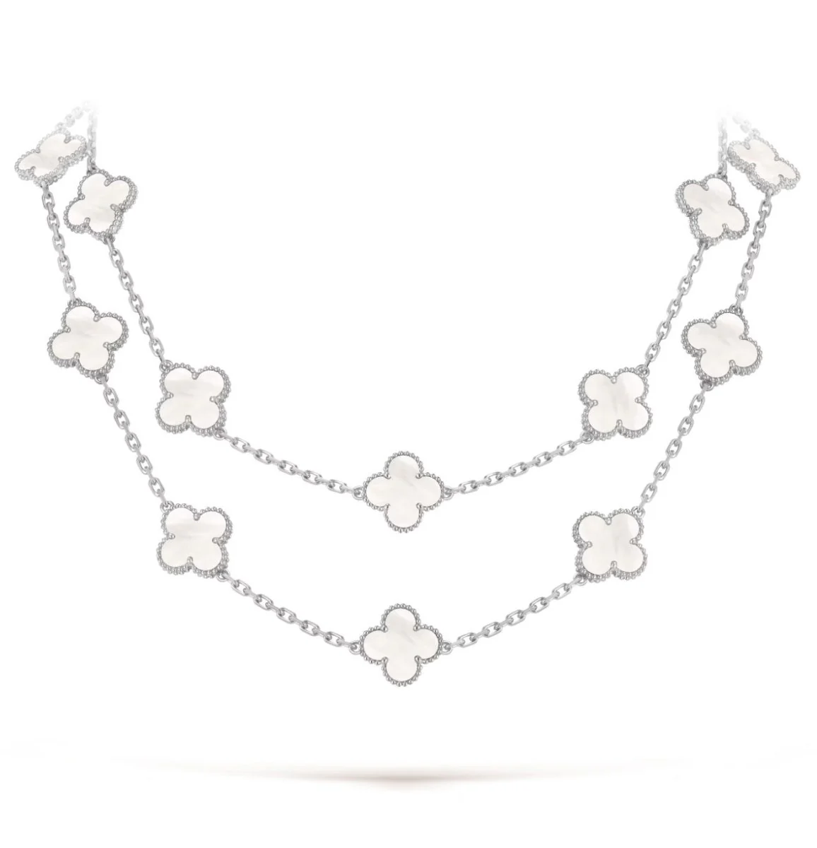 Sautoir Van Cleef et Arpels Alhambra or blanc 750 et nacre - Image 3