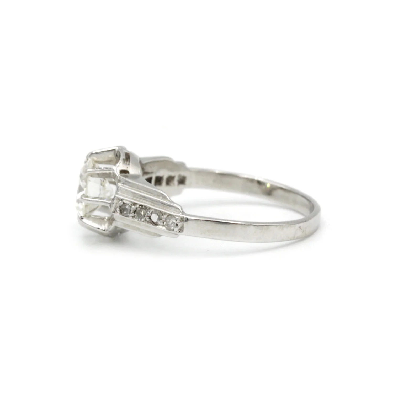 Solitaire accompagné - Platine & Diamants - Image 2