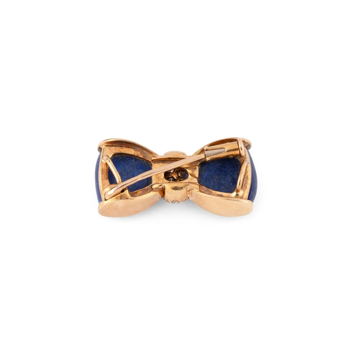 Broche Épingle VAN CLEEF & ARPELS "Nœud" en or jaune, lapis-lazuli et diamants - Image 4