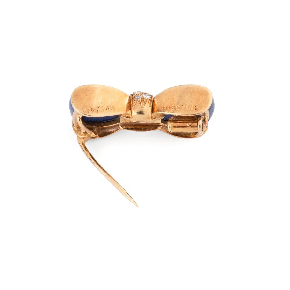 Broche Épingle VAN CLEEF & ARPELS "Nœud" en or jaune, lapis-lazuli et diamants - Image 5