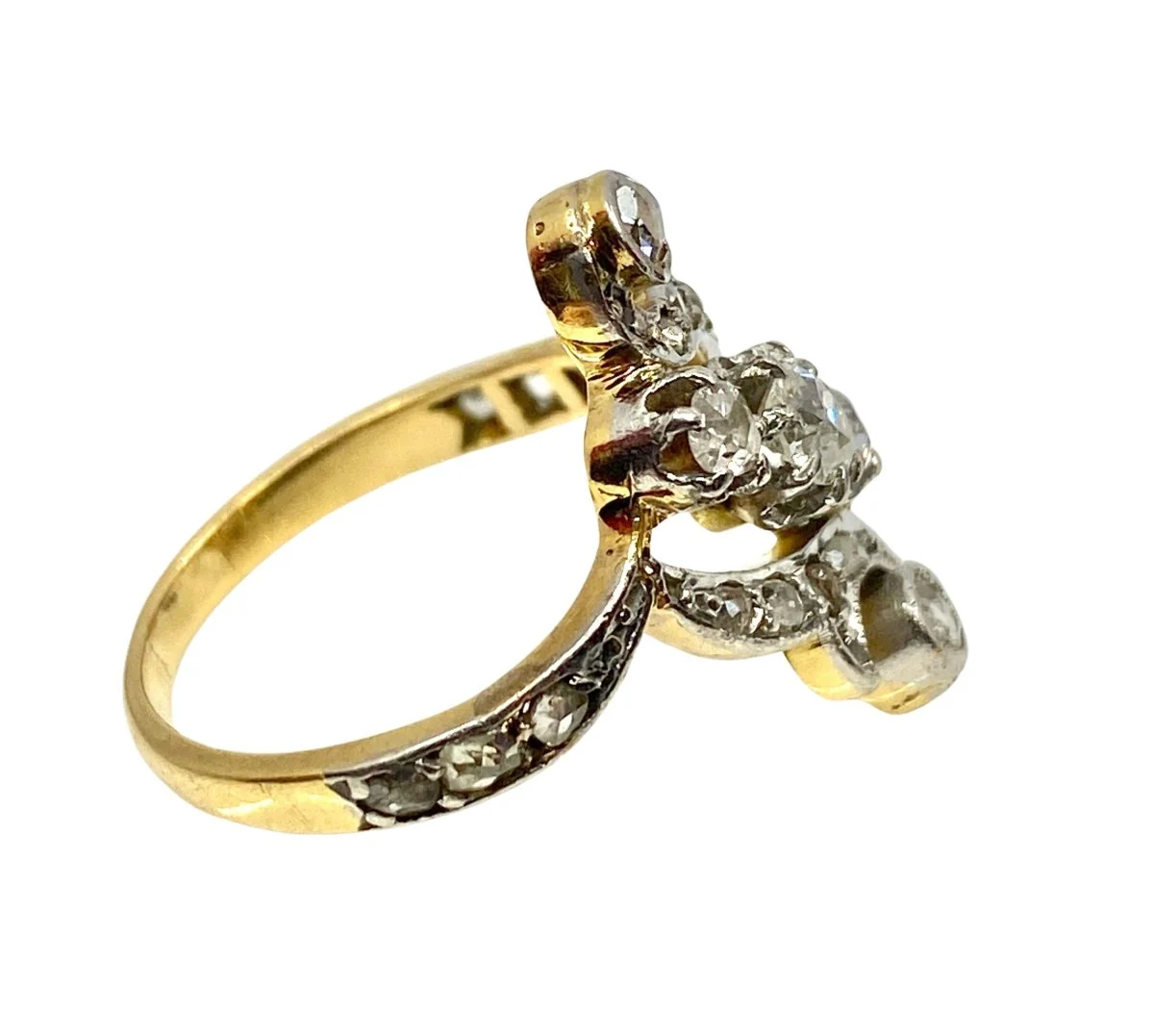 Bague en or jaune, or blanc et diamants - Image 2