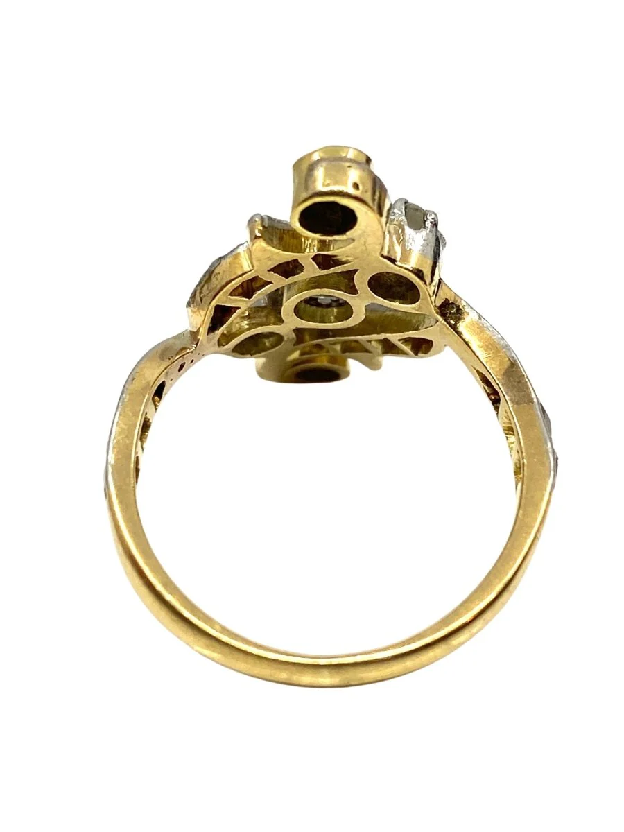 Bague en or jaune, or blanc et diamants - Image 3