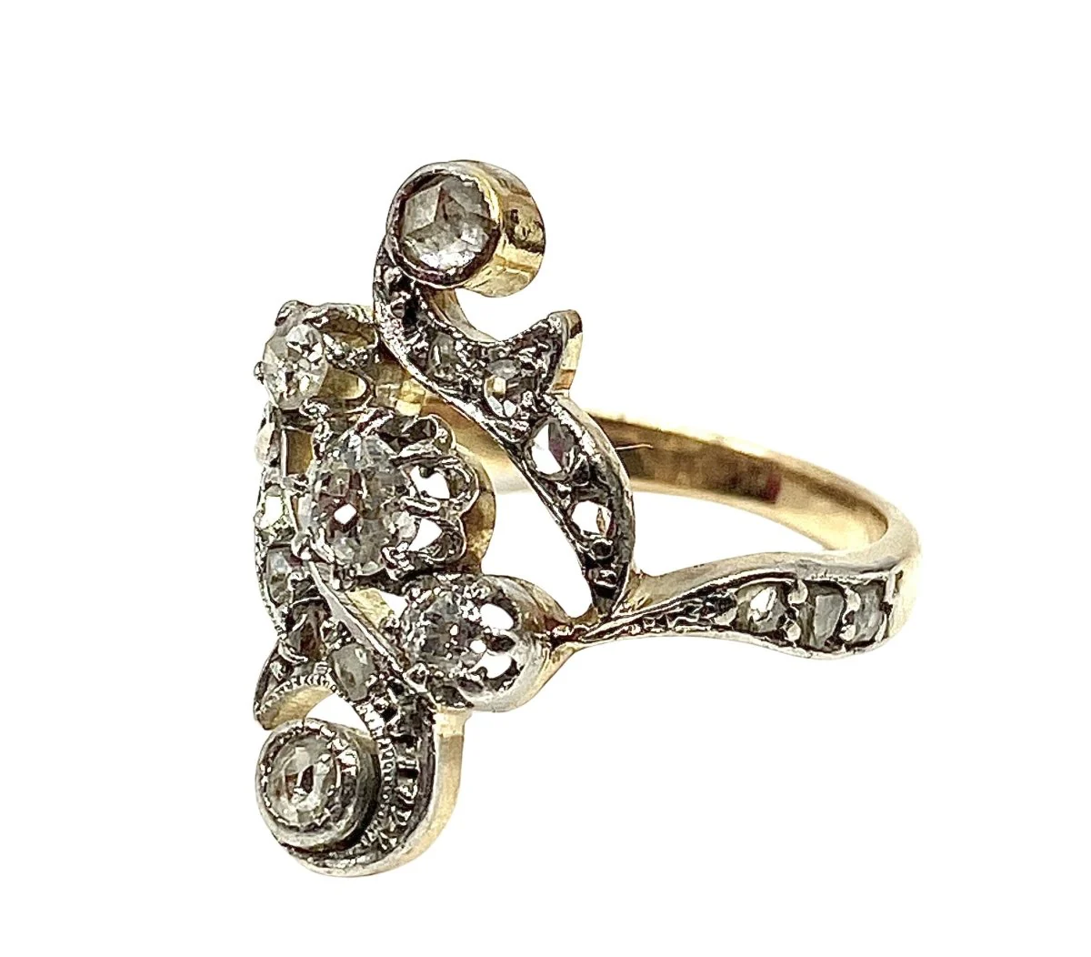 Bague en or jaune, or blanc et diamants - Image 5