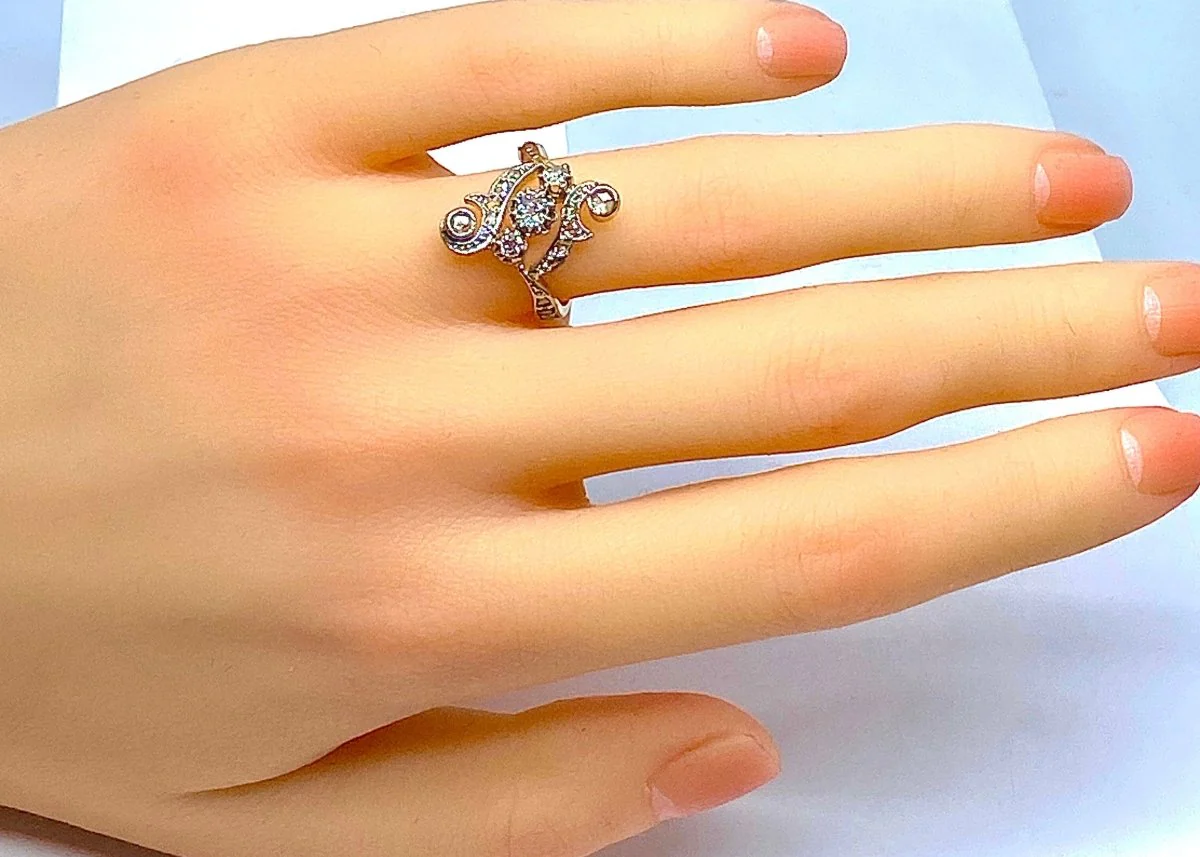 Bague en or jaune, or blanc et diamants - Image 6