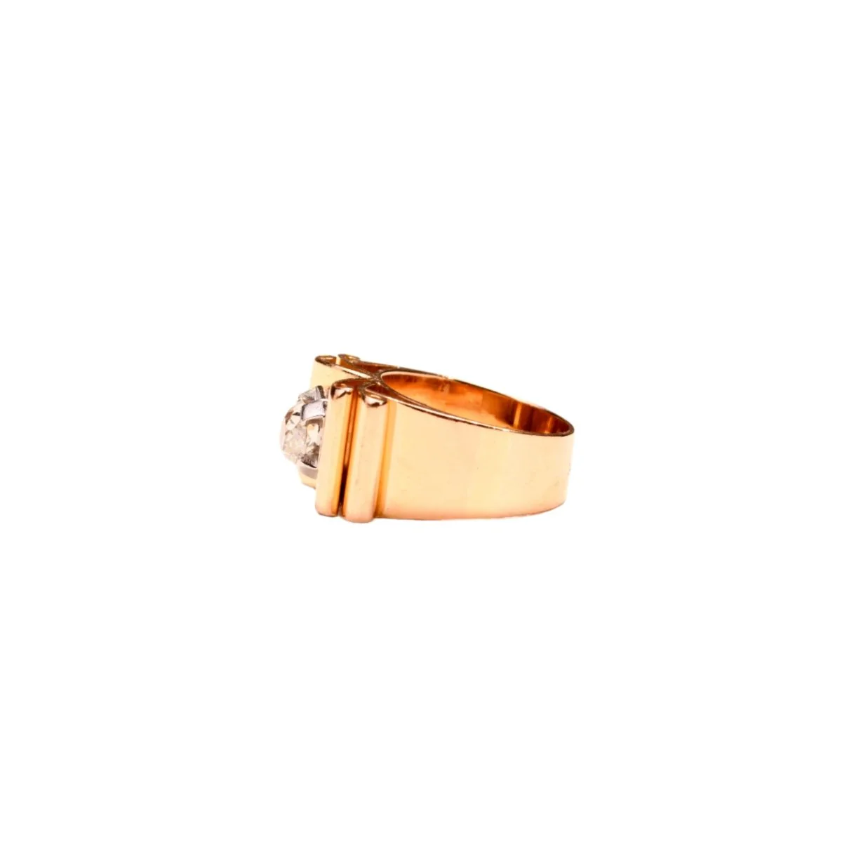 Bague Tank en or jaune, platine et diamants - Image 4