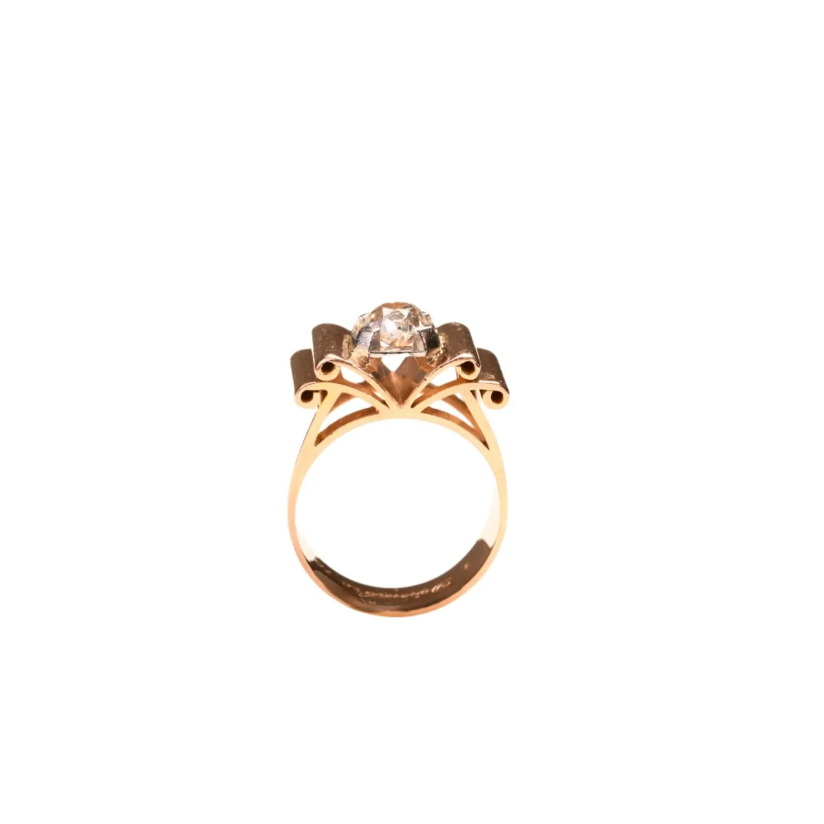 Bague Tank en or jaune, platine et diamants - Image 5